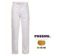 ROSSINI Pantalón 2XL Blanco De Trabajo Serio Plus Hombre Multitemporada Algodón