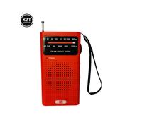 (Rosso) Mini radio portátil AM FM a banda completa, radio portatil con 2 pilas AA para corsa,