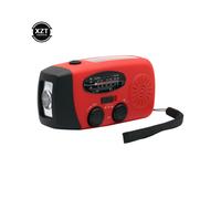 (Rosso) Ricevitore RADIO a manovella ad energia solare Mini radio meteorológica AM/FM portátil con