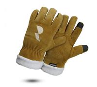 ROSTAING Guantes MONTBLANC - Par de guantes cálidos de piel con relleno y táctiles, ideales para trabajos al aire libre, jardinería invernal, guantes cálidos, cómodos, antifríos y forro de muletón
