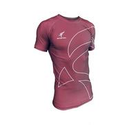 ROSTER. BJJ Camiseta de Compresión para Entrenamiento MMA, Boxeo, Kick Boxing, Gimnasio, Unisex (FR/ES, Letras, L, Regular, Regular, Granate)