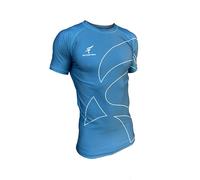 ROSTER. BJJ Camiseta de Compresión para Entrenamiento MMA, Boxeo, Kick Boxing, Gimnasio, Unisex (FR/ES, Letras, L, Regular, Regular, Azul Celeste)