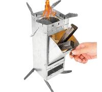 Rostfreie - 12x12x32 cm Stahlheizofen Zusammenklappbarer | Campingkocher Mit Griff, Robuster Outdoor-Ofen Für Innen, Garten, Terrasse, BBQ, Angeln, Jagd Und Reisen