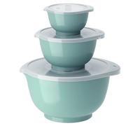 Rosti Margrethe - Juego de 3 cuencos mezcladores de plástico, 3 tapas incluidas, ensaladeras herméticas, 0,25 litros, 0,75 litros y 3 litros, color verde