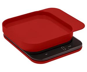 Rosti Mensura - Báscula de cocina (16,5 x 20,3 x 3,5 cm, incluye cuenco y función tara), color rojo