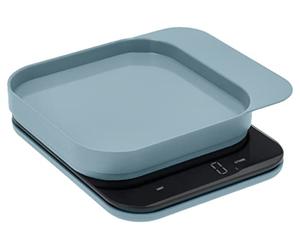 Rosti Mensura Báscula de cocina digital con cuenco y función de tara, peso máximo 10 kg, 16,5 x 20,3 x 3,5 cm, color azul