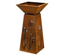 Rostikal | Decoración Columna con Diente de León y Fuente para Plantar | Rost Metal Decoración Jardín para Draussen y Interiores | Altura 75 Ancho cm 35 X 35CM