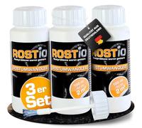 Rostio Convertidor de óxido 3 x 100 ml - con pincel - Conversor de óxido e imprimación - para coche, acero y hierro - No se lava - Se puede repintar después de 6 - 8 h - Rendimiento hasta 2 m²