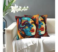 Rostro De Mujer Coloreado Abstracto Almohada De La Cubierta 2 Piezas Cremallera Funda De Almohada Transpirables Fundas Cojines para Coche Dormitorio Silla 45X45Cm