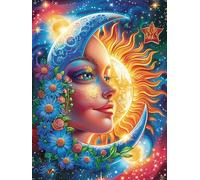 Rostro de Sol y Luna Puzzle 1000 Piezas Cartón Grueso para Principiantes Cuentos de Hadas de Animales y Plantas Agilidad Mental Vacaciones Verano Garantía Reposición Piezas Regalo Ideal 1000 PCS