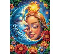 Rostro de Sol y Luna Puzzle 300 Piezas Papel Adolescentes Cuentos de Hadas de Animales y Plantas Actividad Familiar Educativa Mejora Coordinación Ojo-Mano Fiestas Navideñas 300 PCS