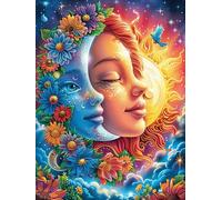 Rostro de sol y luna Rompecabezas 1000 Piezas Cartón Resistente Para Adultos Cuentos de hadas de animales salvajes fantásticos Actividades Grupales Para Relajarse Decoración Pared Regalo Aniversario 1