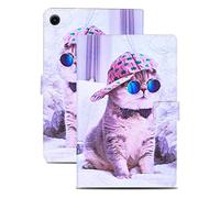 Rostsant Funda Galaxy Tab A8 2021 PU Caso de Cuero Funda Galaxy Tab A8 10.5" Tipo Cartera Carcasa para Samsung Galaxy Tab A8 2021 10.5 Pulgada SM-X200 / SM-X205 - Sombrero Gato