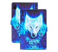 Rostsant Funda Honor Pad X8a 11 Pulgadas PU Caso de Cuero Funda Honor Pad X8a Tipo Cartera Carcasa para Honor Pad X8a 11 Pulgadas Lobo Blanco