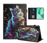Rostsant Funda Honor Pad X8a 11 Pulgadas PU Caso de Cuero Funda Tipo Cartera Carcasa para Honor Pad X8a 11 Pulgadas Gato con Nota Musical