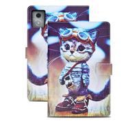 Rostsant Funda Lenovo Idea Tab Pro 12,7 Pulgadas 2025 TB-373FU TB-375FC PU Caso de Cuero Funda Tipo Cartera Carcasa para Lenovo Idea Tab Pro 12.7 Pulgadas 2025 Gato de Aventura