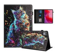 Rostsant Funda Lenovo Tab M11 2024 PU Caso de Cuero Funda Tipo Cartera Carcasa para Lenovo Tab M11 11 Pulgadas TB330FU Gato con Nota Musical