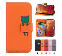 Rostsant Funda Motorola Moto G15/G05/E15 Carcasa de Cuero PU Magnético Dibujos Animados Funda a Libro con Cartera Funda para Motorola Moto G15 Rana Naranja
