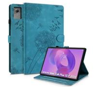 Rostsant Funda para Lenovo Idea Tab Plus 12.1 Pulgadas 2025 Funda de Cartera de Cuero con Estampado de Diente de león Cubierta magnética para Lenovo Idea Tab Plus Azul