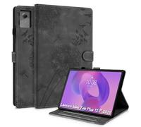 Rostsant Funda para Lenovo Idea Tab Plus 12.1 Pulgadas 2025 Funda de Cartera de Cuero con Estampado de Diente de león Cubierta magnética para Lenovo Idea Tab Plus Negro