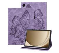 Rostsant Funda para Samsung Galaxy Tab A11+ 11 Pulgadas 2025 SM-X230/SM-X235/SM-X236B Carcasa de Cuero PU Relieve de Mariposa para Bolígrafo Funda Tableta para Galaxy Tab A11 Plus Viola