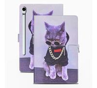 Rostsant Funda para Samsung Galaxy Tab S10 FE/S9 FE 10.9 Pulgadas/S9 11 Pulgadas PU Caso de Cuero Funda Tipo Cartera Carcasa para Samsung Galaxy Tab S10 FE/S9 FE/S9 Gato Genial