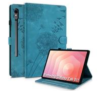 Rostsant Funda para Samsung Galaxy Tab S11 11 Pulgadas 2025 SM-X730 X736B Funda de Cartera de Cuero con Estampado de Diente de león Cubierta magnética para Tarjetas para Galaxy Tab S11 Azul