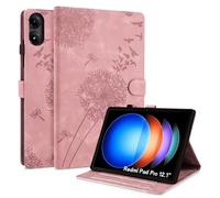 Rostsant Funda para Xiaomi Pad 6s Pro 12.4 Pulgadas Funda de Cartera de Cuero con Estampado de Diente de león para Libro con Ranura para Tarjetas para Xiaomi Pad 6s Pro 12.4 Pulgadas Oro Rosa
