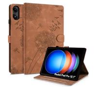 Rostsant Funda para Xiaomi Pad 6s Pro 12.4 Pulgadas Funda de Cartera de Cuero con Estampado de Diente de león para Libro con Ranura para Tarjetas para Xiaomi Pad 6s Pro 12.4 Pulgadas Marrón