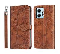 Rostsant Funda para Xiaomi Redmi Note 12 4G - Árbol en Relieve, Carcasa de Cuero PU, Billetera - Marrón