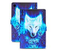 Rostsant Funda PU Caso de Cuero Funda Galaxy Tab A9+ 11 Tipo Cartera Carcasa para Samsung Galaxy Tab A9 11 Pulgada SM-X210/SM-X215/SM-X216 Lobo Blanco