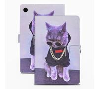 Rostsant Funda Samsung Galaxy Tab A9 PU Caso de Cuero Funda Samsung Galaxy Tab A9 8.7 Tipo Cartera Carcasa para Samsung Galaxy Tab A9 8.7 Pulgada Samsung Galaxy Tab A9 SM-X110/SM-X115 Gato Genial