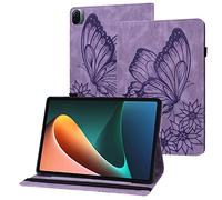 Rostsant Funda Xiaomi Mi Pad 5 Pro/Mi Pad 5 Carcasa de Cuero PU Relieve de Mariposa con Soporte para Bolígrafo Funda Tableta para Xiaomi Mi Pad 5 Pro/Mi Pad 5 11 Pulgada 2021 - Viola