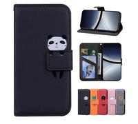 Rostsant Funda Xiaomi Poco F7 Carcasa de Cuero PU Magnético Dibujos Animados Carcasa a Libro con Cartera Funda para Xiaomi Poco F7 Gato Panda Negro
