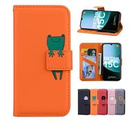 Rostsant Funda Xiaomi Redmi 15C/Poco C85 4G Carcasa de Cuero PU Magnético Dibujos Animados Carcasa a Libro con Cartera Funda para Xiaomi Redmi 15C/Poco C85 4G Gato Rana Naranja