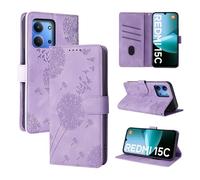 Rostsant Funda Xiaomi Redmi 15C/Poco C85 4G Diente de león Carcasa de Cuero PU Billetera Magnético Funda del Libro con Ranuras para Tarjetas para Xiaomi Redmi 15C/Poco C85 4G Violeta