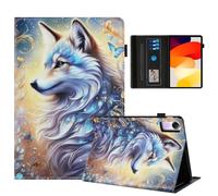 Rostsant Funda Xiaomi Redmi Pad SE 11 Pulgadas PU Caso de Cuero Funda Tipo Cartera Carcasa para Xiaomi Redmi Pad SE 11 Pulgadas 2023 Lobo Blanco