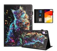 Rostsant Funda Xiaomi Redmi Pad SE 11 Pulgadas PU Caso de Cuero Funda Tipo Cartera Carcasa para Xiaomi Redmi Pad SE 11 Pulgadas 2023 Gato con Nota Musical