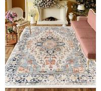 ROSURUG Alfombras Que Se Pueden Fregar Azul 3 Alfombras Pasillo Modernas 60X90CM Diseño Floral geométrico Estilo Retro Suave y cómodo fácil de cuidar