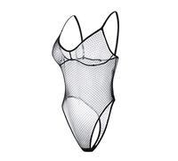 ROSVAJFY Body de Mujer Transparente de Tul con Lunares con Tirantes Delgados para Mujer, Mono Una Pieza Ropa Interior Sexy Monokini de Corte Alto Bodies Lencería Cuello en V (Negro)