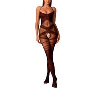 ROSVAJFY Bodystocking Sexy Mujer Liguero Body Medias Una Pieza de Malla Mono Lencería sin Mangas Ropa Interior Bodysuit Elástico de Red Liga Bodies Ropa Dormir Suave Negro (Negro-071)