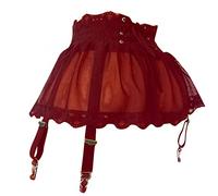 ROSVAJFY Mini Falda con Liguero Sexy Dentelle con Tanga, Mujer Liguero Malla Transparente con 4 Clips, Lenceria Ropa Interior Ligas Encaje Cintura Alta 2 Piezas, Minifalda + Bragas (Burdeos)