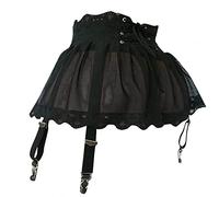 ROSVAJFY Mini Falda con Liguero Sexy Dentelle con Tanga, Mujer Liguero Malla Transparente con 4 Clips, Lenceria Ropa Interior Ligas Encaje Cintura Alta 2 Piezas, Minifalda + Bragas (Negro)