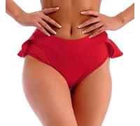 ROSVAJFY Mujer Pole Dance Shorts Con Volantes, Sexy Mini Pantalones Cintura Alta, Rüschen Hotpants Booty, Braga de Bikini, Deportivo Yoga Fitness Gimnasio (Rojo)