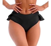 ROSVAJFY Mujer Pole Dance Shorts Con Volantes, Sexy Mini Pantalones Cintura Alta, Rüschen Hotpants Booty, Braga de Bikini, Deportivo Yoga Fitness Gimnasio (Negro)