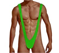 ROSVAJFY Tanga Sexy Borat Mankini V Sling Hombre, Slip Elásticos del Suspensorio, Ropa Interior Tirantes, Lencería Hot Traje Baño La Playa, Body Una Pieza para Regalos Navidad (Verde)