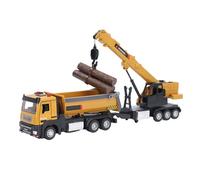 Rosvola Grúa de Aleación con Camión Volquete, Juguete Modelo para Niños, Juego de Ingeniería Multifuncional, Regalo Ideal para Cumpleaños y Navidad (Yellow)