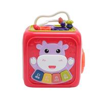 Rosvola Juguete Hexaedro para bebé, Tambor de Mano y Clasificador de Formas 6 en 1, Herramienta de Aprendizaje de Juego de Viaje Sensorial con Música y Luz para Niños Pequeños