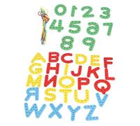 Rosvola Juguete para Enhebrar Letras con Cordones para Aprendizaje Interactivo y Habilidades de Ortografía para Niños Madera 26 Letras Mayúsculas