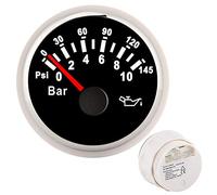 Rosvola Medidor de Presión de Aceite, Medidor de Precisión de 52 Mm para Automóvil, Motocicleta, Barco, Camión, Retroiluminación LED de 0-10 Bar, Esfera Negra (Cubierta plateada con esfera negra)
